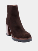 High-heeled leather ankle boots - Dark brown