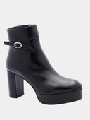 Platform leather ankle boots - Black