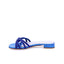 ALBANO - Mules plates Femmes en strass - Bleu