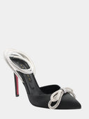 Rhinestone-embellished satin pumps - Black