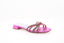  Mules plates fuchsia métallisé Albano avec talon bas de 2 cm et nœud en strass sur le devant. Élégantes et confortables pour toutes occasions.