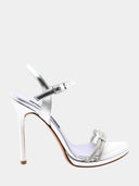 Rhinestone heeled sandals - Metallic silver