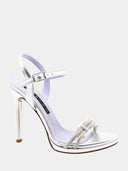 Rhinestone heeled sandals - Metallic silver