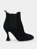 Suede Leather Ankle Boots - Black