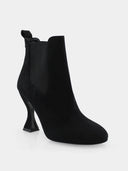 Suede Leather Ankle Boots - Black