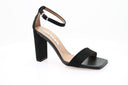 Women's Velvet Heeled Sandals - Black