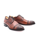 Richelieu perforated leather men's shoes - Cognac