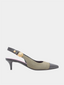 BALMAIN - Eva Kitten Slingback - Kaki