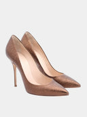 Escarpins en cuir craquelé - Bronze