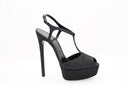 Platform leather sandals - Black Denim