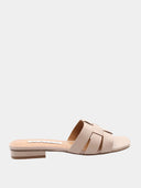 Leren muiltjes met platte hak - Beige