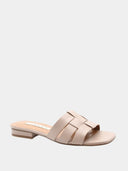 Leren muiltjes met platte hak - Beige