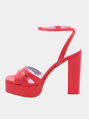 Sandalen met plateauzool en bandjes - Rood