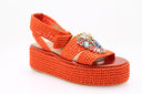 Platform raffia sandal - Orange
