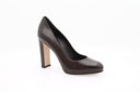 Block Heel Court Shoe - Dark Brown