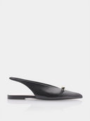 Bow Flat Slingback - Black