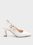 GEIR Escarpin slingback en cuir - Blanc cassé