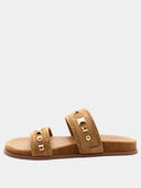 A-POL Sandales plates en daim - Brun