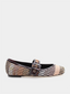 ballerines Missoni Jean 05 Lurex Pixel brunes avec sangle réglable, ballerines Missoni mix de couleurs chaudes et froides avec textile pailleté, chaussures Missoni Jean 05 ballerina en cuir et textile brillant, ballerines Missoni en textile et cuir avec sangle ajustable

