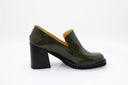 Patent Leather Loafers - Olive Green