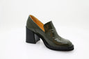 Patent Leather Loafers - Olive Green