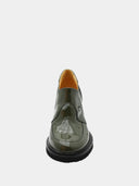 Mocassins en cuir verni - Vert Olive