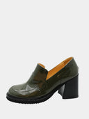 Mocassins en cuir verni - Vert Olive