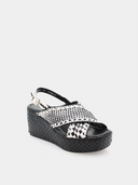 Ankara Sandal - Black/White
