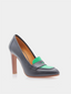 Escarpin à talon - Noir et Turquoise