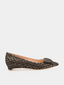 Ballerine Rupert Sanderson Mermaid Pebble en textile noir et or avec bout pointu, détail raffiné à l’avant et semelle cuir