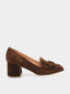  mocassins en suède brun foncé Rupert Sanderson Nola 45 avec talon carré de 4.5 cm et semelle en cuir, chaussures élégantes et confortables pour tous les jours

