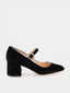 babies en velours noir Rupert Sanderson Carmen Mary Jane avec bout carré, talon carré de 4.5 cm et sangle décorative réglable pour un look chic et confortable