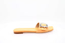 Rhinestone leather mules - Apricot