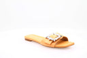 Rhinestone leather mules - Apricot