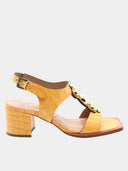 Leather heeled sandals - Yellow