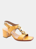 Leather heeled sandals - Yellow