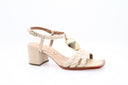 Braided raffia leather sandals - Cream