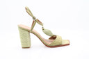sandales à talon croco Vicenza vertes avec clous décoratifs, sandales en cuir Vicenza à imprimé crocodile et talon de 9 cm, chaussures Vicenza élégantes en cuir vert avec détail croco, sandales à talon haut Vicenza vertes avec clous