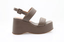 Leather Platform Sandals - Brown