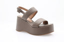 Leather Platform Sandals - Brown