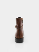 Bottines en cuir à boucle dorée – Marron - SOFIA/LEN