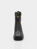 Bottines en cuir à zip frontal et talon haut – Noir - Marque Italienne Emanuélle Vee