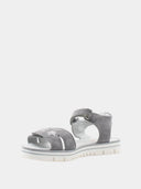 Open kindersandalen met bandjes en zilveren ster - Grijs