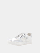 Lage kindersneakers met zilveren ster - Wit en zilver