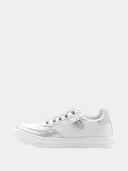 Lage kindersneakers met zilveren ster - Wit en zilver