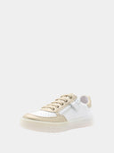 Kindersneakers laag model met stermotief dierendessin - Wit en goud